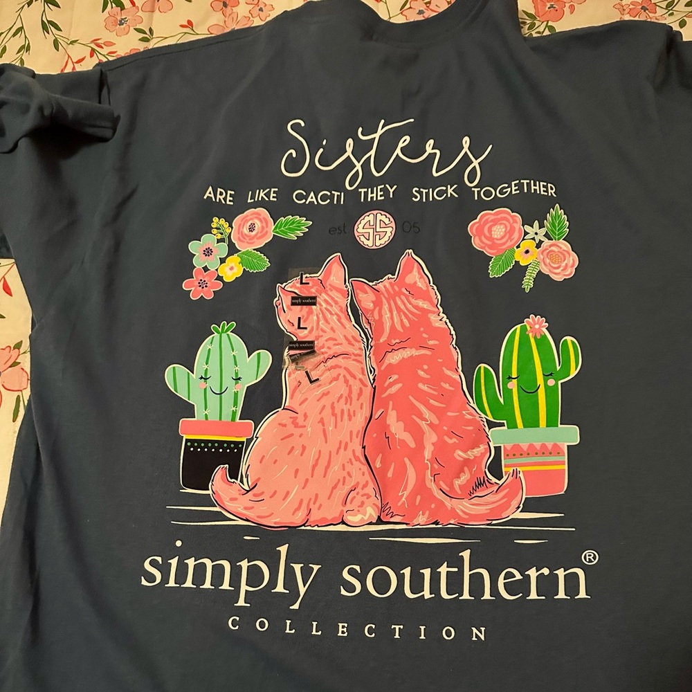 Simply Southern Long Sleeve Sisters T-Shirt Size Large NWT